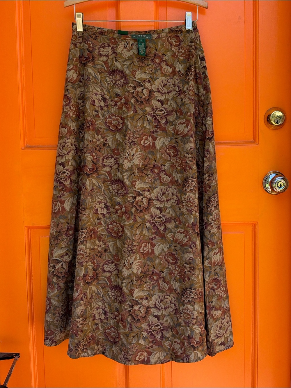 Vintage 2000s Ralph Lauren silk maxi skirt with floral print